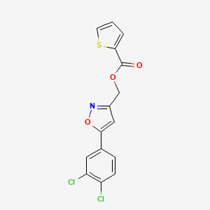 molecular formula C15H9Cl2NO3S B2462914 [5-(3,4-Dichlorophenyl)-3-isoxazolyl]methyl 2-thiophenecarboxylate CAS No. 338777-06-3
