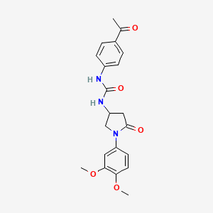 molecular formula C21H23N3O5 B2462915 1-(4-乙酰苯基)-3-[1-(3,4-二甲氧基苯基)-5-氧代吡咯烷-3-基]脲 CAS No. 894019-49-9