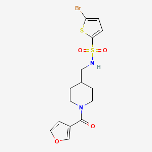 molecular formula C15H17BrN2O4S2 B2462917 5-bromo-N-((1-(furan-3-carbonyl)piperidin-4-yl)methyl)thiophene-2-sulfonamide CAS No. 1396674-01-3