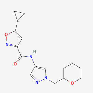 5-cyclopropyl-N-(1-((tetrahydro-2H-pyran-2-yl)methyl)-1H-pyrazol-4-yl)isoxazole-3-carboxamide