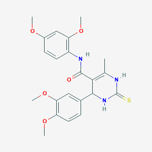 molecular formula C22H25N3O5S B2462926 N-(2,4-dimethoxyphenyl)-4-(3,4-dimethoxyphenyl)-6-methyl-2-thioxo-1,2,3,4-tetrahydropyrimidine-5-carboxamide CAS No. 440091-29-2