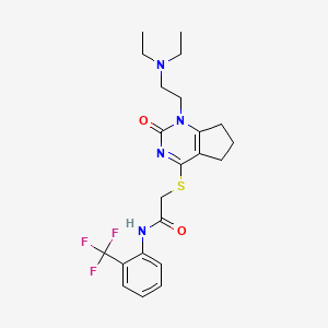 molecular formula C22H27F3N4O2S B2462927 2-((1-(2-(diethylamino)ethyl)-2-oxo-2,5,6,7-tetrahydro-1H-cyclopenta[d]pyrimidin-4-yl)thio)-N-(2-(trifluoromethyl)phenyl)acetamide CAS No. 898445-54-0