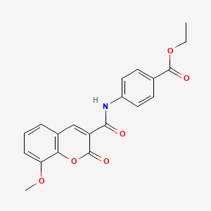 molecular formula C20H17NO6 B2462938 ethyl 4-(8-methoxy-2-oxo-2H-chromene-3-carboxamido)benzoate CAS No. 119686-23-6