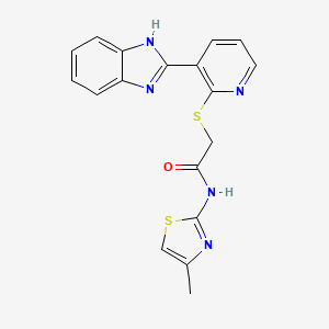 molecular formula C18H15N5OS2 B2462941 2-((3-(1H-benzo[d]imidazol-2-yl)pyridin-2-yl)thio)-N-(4-methylthiazol-2-yl)acetamide CAS No. 943089-70-1