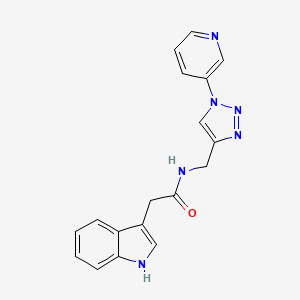 molecular formula C18H16N6O B2462943 2-(1H-indol-3-yl)-N-((1-(pyridin-3-yl)-1H-1,2,3-triazol-4-yl)methyl)acetamide CAS No. 2034611-66-8