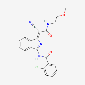 (Z)-2-chloro-N-(1-(1-cyano-2-((2-methoxyethyl)amino)-2-oxoethylidene)-1H-isoindol-3-yl)benzamide