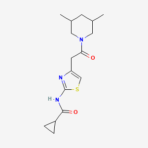 molecular formula C16H23N3O2S B2462964 N-(4-(2-(3,5-二甲基哌啶-1-基)-2-氧代乙基)噻唑-2-基)环丙烷甲酰胺 CAS No. 921802-05-3