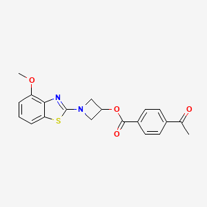 molecular formula C20H18N2O4S B2462977 1-(4-メトキシベンゾ[d]チアゾール-2-イル)アゼチジン-3-イル 4-アセチルベンゾエート CAS No. 1396759-61-7