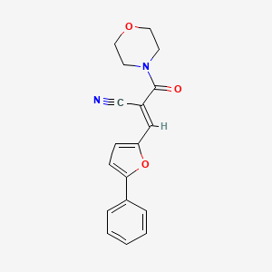 molecular formula C18H16N2O3 B2462983 (E)-2-(morpholine-4-carbonyl)-3-(5-phenylfuran-2-yl)acrylonitrile CAS No. 301177-02-6
