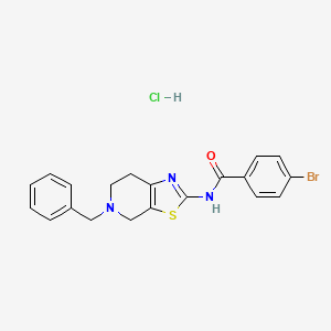 molecular formula C20H19BrClN3OS B2462987 N-(5-benzyl-4,5,6,7-tetrahydrothiazolo[5,4-c]pyridin-2-yl)-4-bromobenzamide hydrochloride CAS No. 1185054-66-3