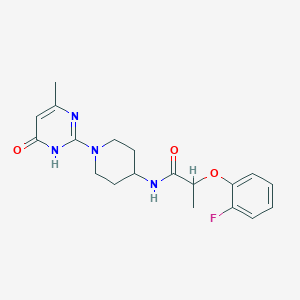 molecular formula C19H23FN4O3 B2462993 2-(2-fluorophenoxy)-N-(1-(4-methyl-6-oxo-1,6-dihydropyrimidin-2-yl)piperidin-4-yl)propanamide CAS No. 1903309-69-2