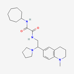 molecular formula C25H38N4O2 B2463005 N-cycloheptyl-N'-[2-(1-methyl-1,2,3,4-tetrahydroquinolin-6-yl)-2-pyrrolidin-1-ylethyl]ethanediamide CAS No. 922012-86-0