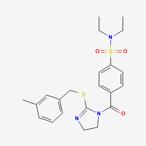 N,N-diethyl-4-(2-((3-methylbenzyl)thio)-4,5-dihydro-1H-imidazole-1-carbonyl)benzenesulfonamide