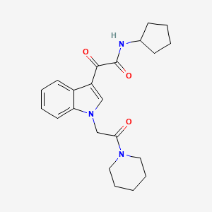 molecular formula C22H27N3O3 B2463020 N-cyclopentyl-2-oxo-2-[1-(2-oxo-2-piperidin-1-ylethyl)indol-3-yl]acetamide CAS No. 872861-13-7