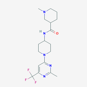molecular formula C18H26F3N5O B2463026 1-methyl-N-(1-(2-methyl-6-(trifluoromethyl)pyrimidin-4-yl)piperidin-4-yl)piperidine-3-carboxamide CAS No. 2034225-69-7