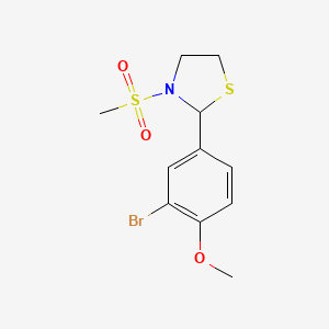 molecular formula C11H14BrNO3S2 B2463033 2-(3-Bromo-4-methoxyphenyl)-3-(methylsulfonyl)thiazolidine CAS No. 537678-44-7