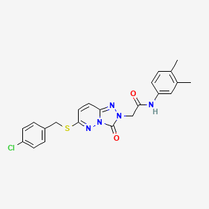 molecular formula C22H20ClN5O2S B2463035 2-[6-[(4-氯苯甲基)硫代]-3-氧代[1,2,4]三唑并[4,3-b]哒嗪-2(3H)-基]-N-(3,4-二甲苯基)乙酰胺 CAS No. 1040643-63-7