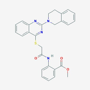 molecular formula C27H24N4O3S B2463062 methyl 2-(2-((2-(3,4-dihydroisoquinolin-2(1H)-yl)quinazolin-4-yl)thio)acetamido)benzoate CAS No. 1112037-48-5