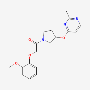 molecular formula C18H21N3O4 B2463065 2-(2-Methoxyphenoxy)-1-(3-((2-methylpyrimidin-4-yl)oxy)pyrrolidin-1-yl)ethanone CAS No. 2034318-27-7