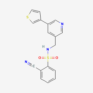 2-cyano-N-((5-(thiophen-3-yl)pyridin-3-yl)methyl)benzenesulfonamide