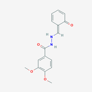 3,4-dimethoxy-N'-[(E)-(6-oxocyclohexa-2,4-dien-1-ylidene)methyl]benzohydrazide