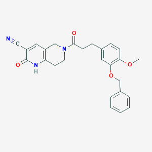 molecular formula C26H25N3O4 B2463081 6-(3-(3-(Benzyloxy)-4-methoxyphenyl)propanoyl)-2-oxo-1,2,5,6,7,8-hexahydro-1,6-naphthyridine-3-carbonitrile CAS No. 2034425-94-8