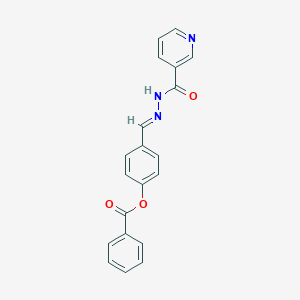 molecular formula C20H15N3O3 B246310 Benzoic acid 4-[(pyridine-3-carbonyl)-hydrazonomethyl]-phenyl ester 
