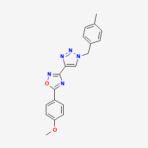 molecular formula C19H17N5O2 B2463129 5-(4-methoxyphenyl)-3-(1-(4-methylbenzyl)-1H-1,2,3-triazol-4-yl)-1,2,4-oxadiazole CAS No. 1251683-59-6