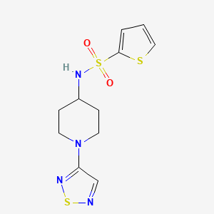 molecular formula C11H14N4O2S3 B2463136 N-(1-(1,2,5-thiadiazol-3-yl)piperidin-4-yl)thiophene-2-sulfonamide CAS No. 2034304-36-2