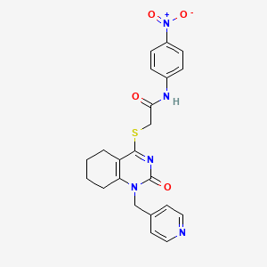 molecular formula C22H21N5O4S B2463142 N-(4-nitrophenyl)-2-((2-oxo-1-(pyridin-4-ylmethyl)-1,2,5,6,7,8-hexahydroquinazolin-4-yl)thio)acetamide CAS No. 899730-86-0