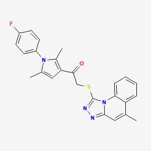 molecular formula C25H21FN4OS B2463148 1-(1-(4-fluorophenyl)-2,5-dimethyl-1H-pyrrol-3-yl)-2-((5-methyl-[1,2,4]triazolo[4,3-a]quinolin-1-yl)thio)ethanone CAS No. 325745-29-7