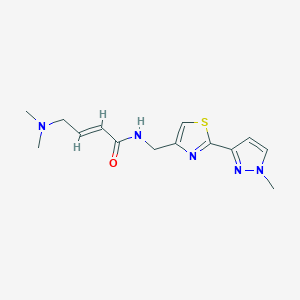 molecular formula C14H19N5OS B2463149 (E)-4-(Dimethylamino)-N-[[2-(1-methylpyrazol-3-yl)-1,3-thiazol-4-yl]methyl]but-2-enamide CAS No. 2411332-92-6