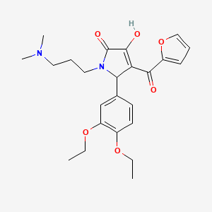 molecular formula C24H30N2O6 B2463155 5-(3,4-diethoxyphenyl)-1-(3-(dimethylamino)propyl)-4-(furan-2-carbonyl)-3-hydroxy-1H-pyrrol-2(5H)-one CAS No. 619279-20-8