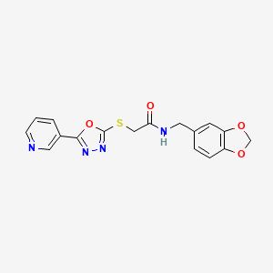 N-[(2H-1,3-benzodioxol-5-yl)methyl]-2-{[5-(pyridin-3-yl)-1,3,4-oxadiazol-2-yl]sulfanyl}acetamide