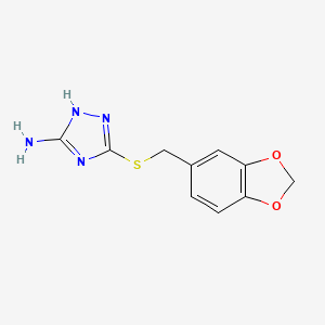 molecular formula C10H10N4O2S B2463160 3-(1,3-benzodioxol-5-ylmethylsulfanyl)-1H-1,2,4-triazol-5-amine CAS No. 107974-07-2