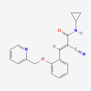 molecular formula C19H17N3O2 B2463240 (E)-2-Cyano-N-cyclopropyl-3-[2-(pyridin-2-ylmethoxy)phenyl]prop-2-enamide CAS No. 1798399-54-8