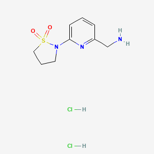 molecular formula C9H15Cl2N3O2S B2463278 2-[6-(Aminomethyl)pyridin-2-yl]isothiazolidine 1,1-dioxide dihydrochloride CAS No. 2251053-17-3
