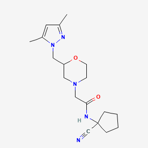molecular formula C18H27N5O2 B2463280 N-(1-cyanocyclopentyl)-2-{2-[(3,5-dimethyl-1H-pyrazol-1-yl)methyl]morpholin-4-yl}acetamide CAS No. 1311615-25-4