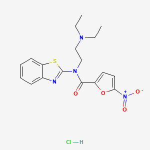molecular formula C18H21ClN4O4S B2463293 N-(benzo[d]thiazol-2-yl)-N-(2-(diethylamino)ethyl)-5-nitrofuran-2-carboxamide hydrochloride CAS No. 1215629-43-8