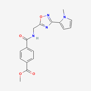 molecular formula C17H16N4O4 B2463298 methyl 4-(((3-(1-methyl-1H-pyrrol-2-yl)-1,2,4-oxadiazol-5-yl)methyl)carbamoyl)benzoate CAS No. 2034271-31-1