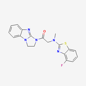 molecular formula C19H16FN5OS B2463302 2-[(4-Fluoro-1,3-benzothiazol-2-yl)(methyl)amino]-1-{2,5,7-triazatricyclo[6.4.0.0^{2,6}]dodeca-1(8),6,9,11-tetraen-5-yl}ethan-1-one CAS No. 1396862-15-9