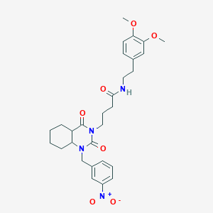 molecular formula C29H30N4O7 B2463315 N-[2-(3,4-二甲氧基苯基)乙基]-4-{1-[(3-硝基苯基)甲基]-2,4-二氧代-1,2,3,4-四氢喹唑啉-3-基}丁酰胺 CAS No. 899916-26-8