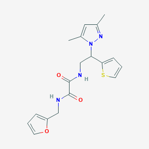 molecular formula C18H20N4O3S B2463325 N1-(2-(3,5-二甲基-1H-吡唑-1-基)-2-(噻吩-2-基)乙基)-N2-(呋喃-2-基甲基)草酰胺 CAS No. 2034343-33-2