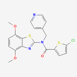 molecular formula C20H16ClN3O3S2 B2463326 5-chloro-N-(4,7-dimethoxybenzo[d]thiazol-2-yl)-N-(pyridin-4-ylmethyl)thiophene-2-carboxamide CAS No. 923202-82-8