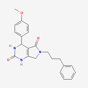 molecular formula C22H23N3O3 B2463327 4-(4-methoxyphenyl)-6-(3-phenylpropyl)-3,4,6,7-tetrahydro-1H-pyrrolo[3,4-d]pyrimidine-2,5-dione CAS No. 946218-81-1