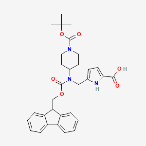 molecular formula C31H35N3O6 B2463328 5-[[9H-Fluoren-9-ylmethoxycarbonyl-[1-[(2-methylpropan-2-yl)oxycarbonyl]piperidin-4-yl]amino]methyl]-1H-pyrrole-2-carboxylic acid CAS No. 2137804-08-9