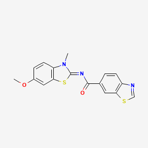 molecular formula C17H13N3O2S2 B2463337 (E)-N-(6-メトキシ-3-メチルベンゾ[d]チアゾール-2(3H)-イリデン)ベンゾ[d]チアゾール-6-カルボキサミド CAS No. 681174-59-4