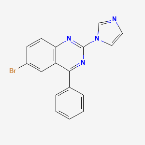 molecular formula C17H11BrN4 B2463345 6-溴-2-(1H-咪唑-1-基)-4-苯基喹唑啉 CAS No. 799831-58-6