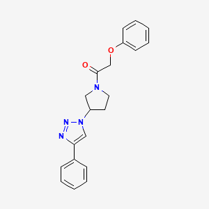 molecular formula C20H20N4O2 B2463347 2-phenoxy-1-(3-(4-phenyl-1H-1,2,3-triazol-1-yl)pyrrolidin-1-yl)ethanone CAS No. 2034557-92-9