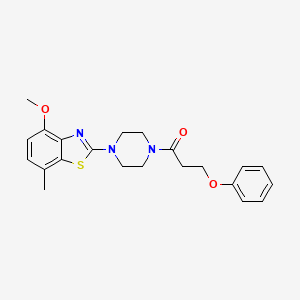 molecular formula C22H25N3O3S B2463349 1-[4-(4-Methoxy-7-methyl-1,3-benzothiazol-2-yl)piperazin-1-yl]-3-phenoxypropan-1-one CAS No. 897487-35-3